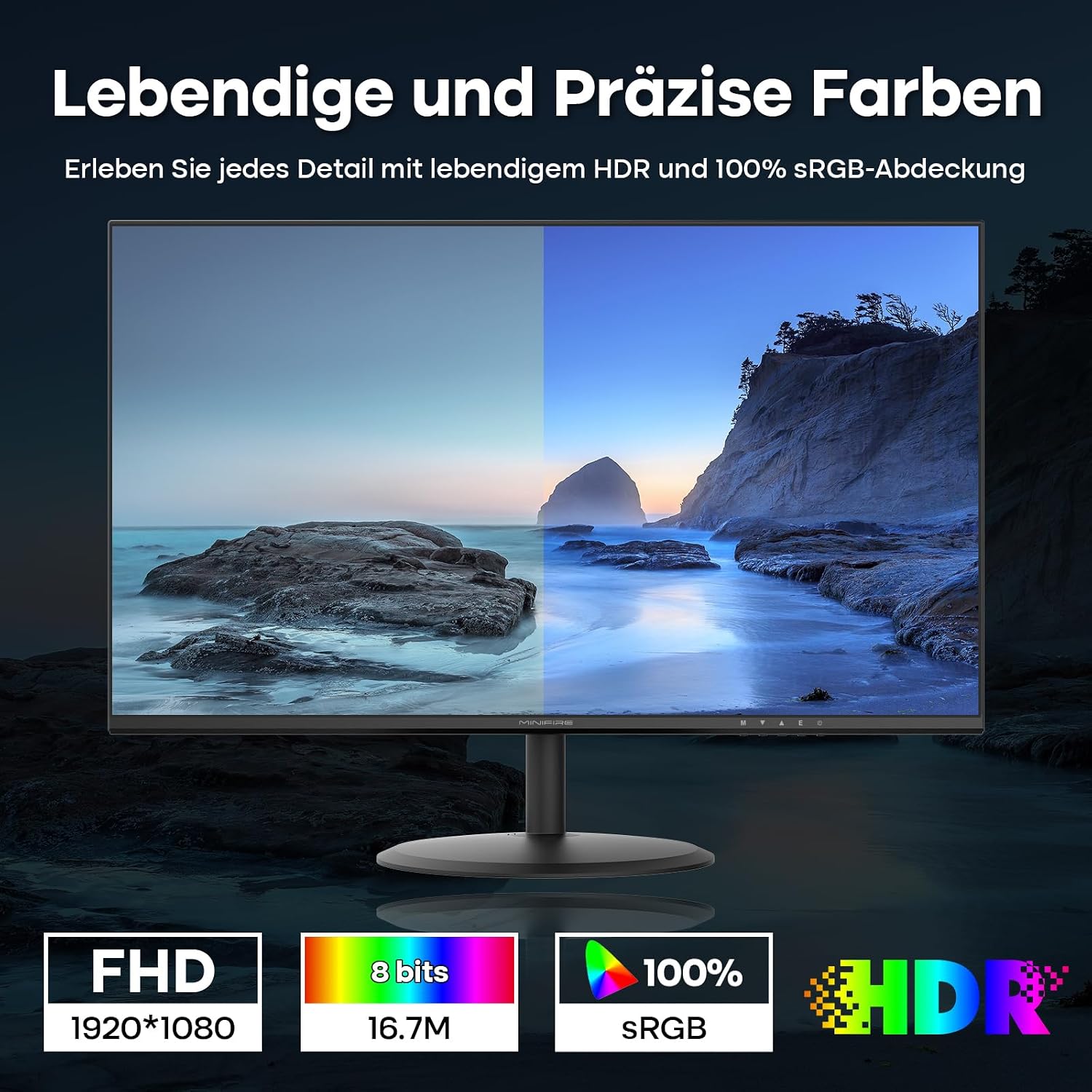 Thumbnail 2 de Minifire MF22X3AH Business-Monitor 22 Zoll (FHD, 1080p, FreeSync, 120 Hz) für Büro & Alltag