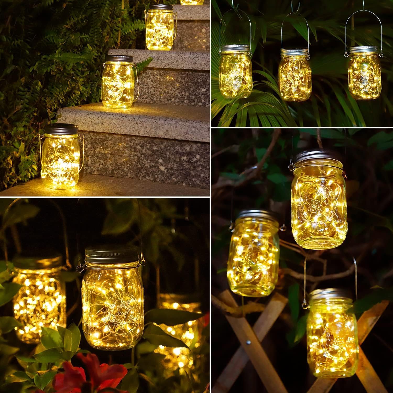 Thumbnail 6 de Luci Solari Giardino - Set da 3 lampade LED 30 LED impermeabili, stile barattolo di Natale per esterno