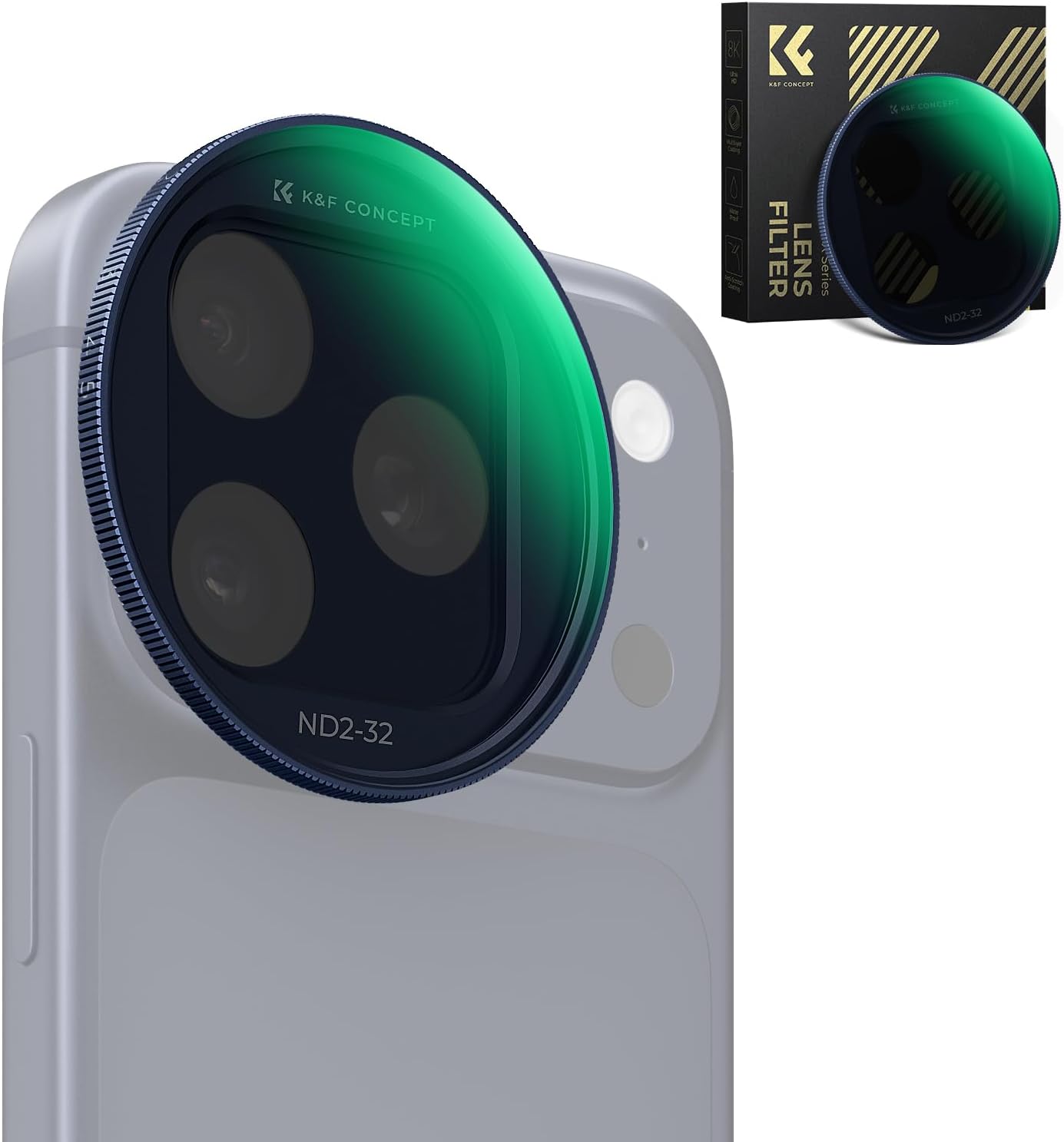 Detalle de K&F CONCEPT Snap-On ND2-32 Filter for iPhone 17 Pro/Max – Ultra-Lightweight, Snap-On Deco Mount