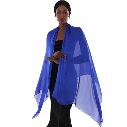 Thumbnail 4 de PIOYMEYA chal azul zafiro para mujer, ligero y de poliéster, 180 × 90 cm
