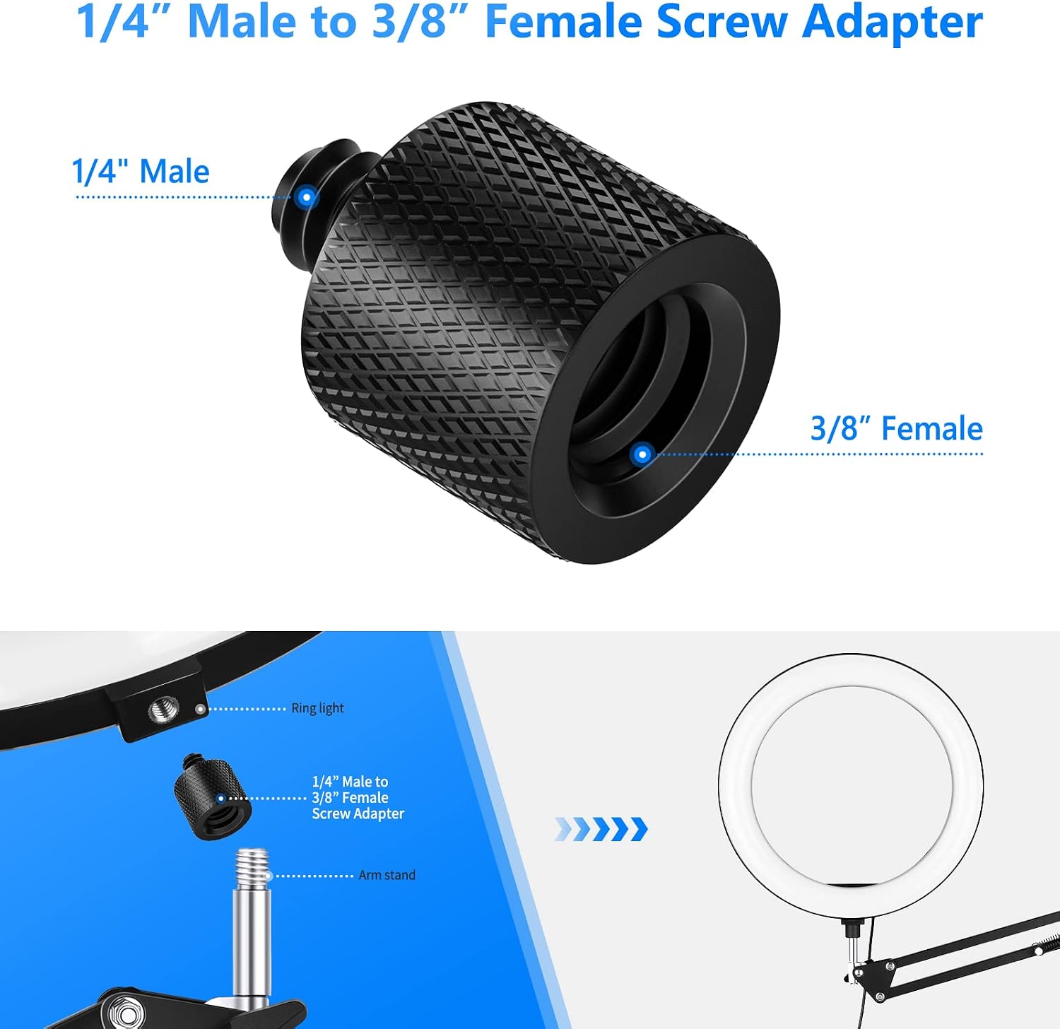 Detalle de NEEWER Camera Screw Adapter Set (22 Pieces): 1/4” to 1/4”, 1/4” to 3/8” and More