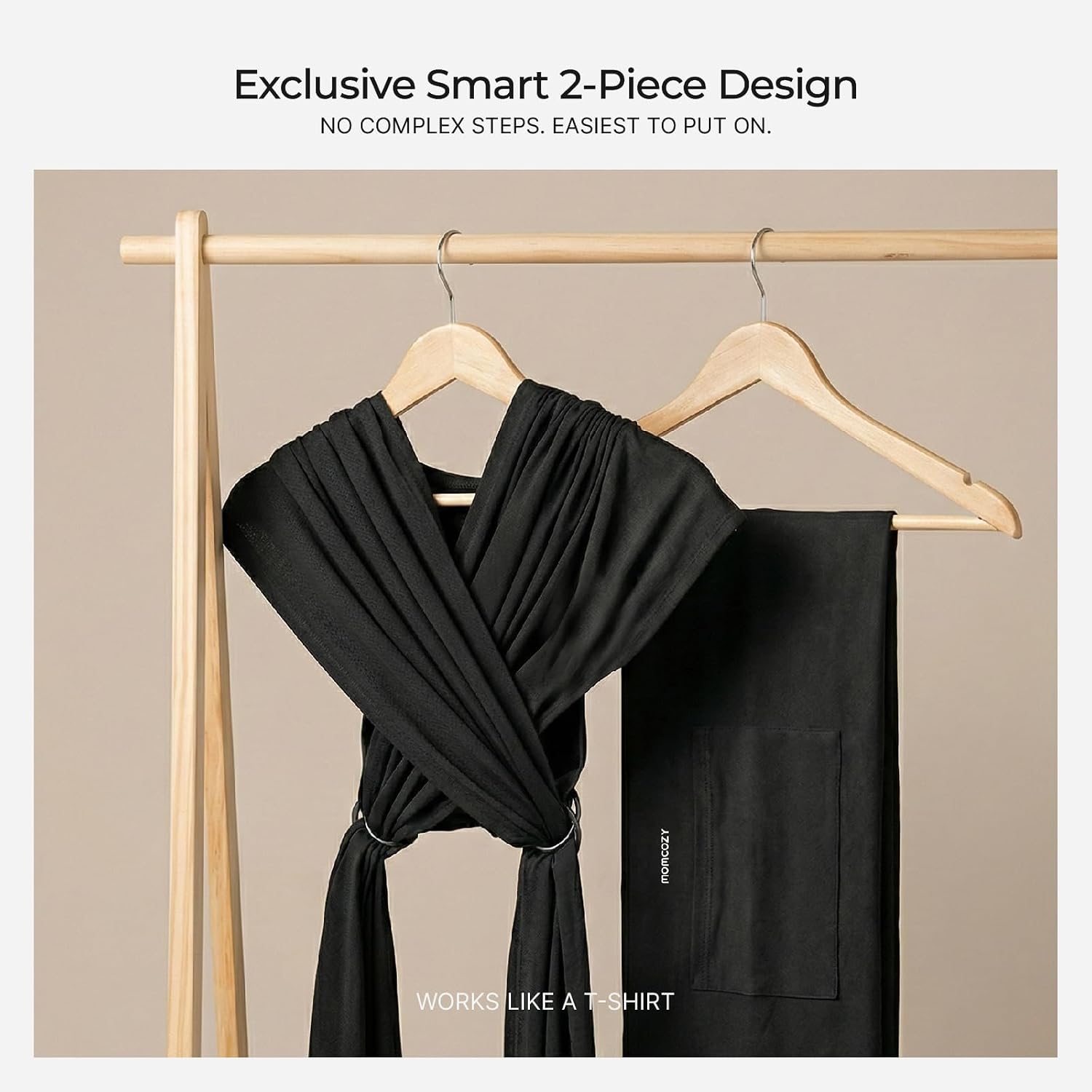 Detalle de Momcozy Baby Wrap Carrier: Adjustable 3.6–15kg Sling for Newborn to Toddler (Black)
