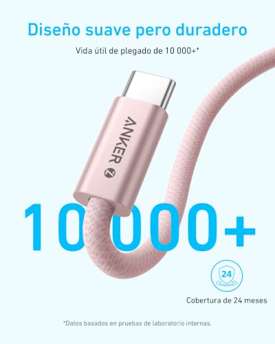 Detalle de Anker Zolo 240W Cable USB C a USB-C (2 Pack, 1,8 m) - Carga rápida PD 3.1, nylon