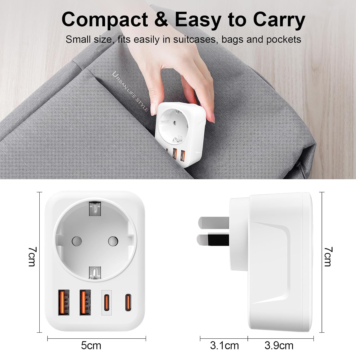Thumbnail 5 de Reiseadapter Australien 5-in-1 (Typ I) mit 2× USB-C, 2× USB-A und AC für EU-Stecker