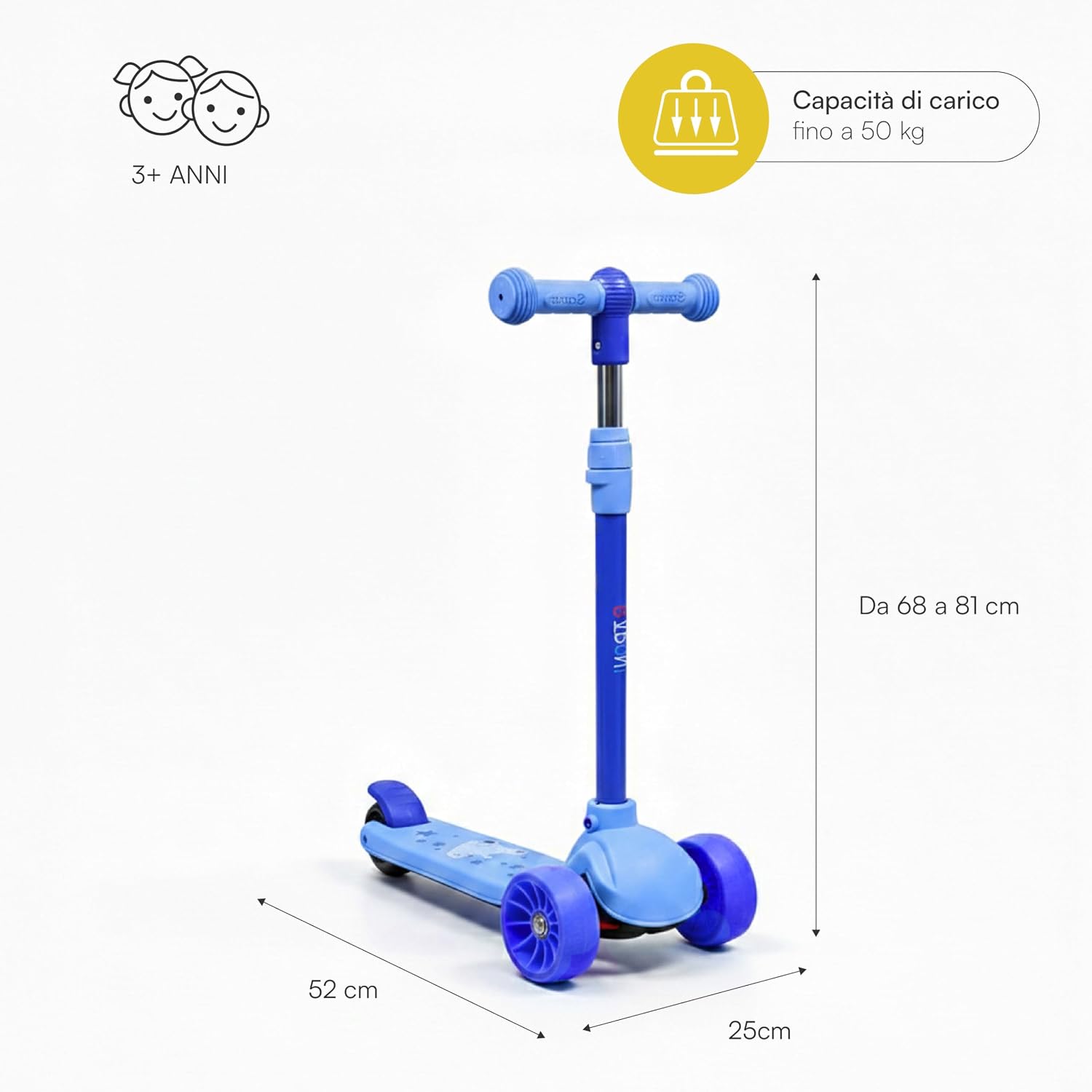 Thumbnail 2 de Baroni Toys Monopattino a 3 Ruote per Bambini dai 3 Anni – LED, Manubrio Regolabile in 3 Altezze
