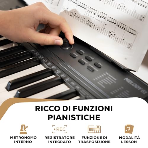 Detalle de Alesis Melody 61 MK4: tastiera pianoforte 61 tasti con accessori, ideale per principianti