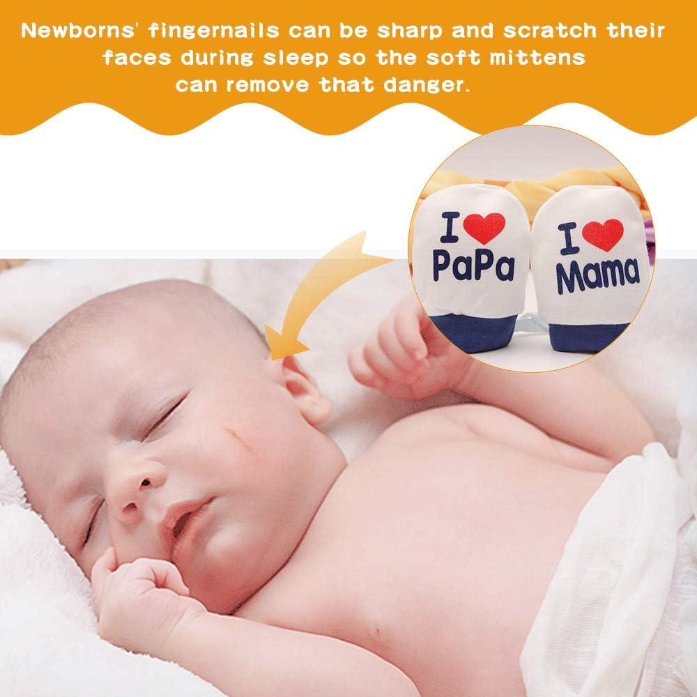 Detalle de NOCHME Guantini Neonato antigriffo in cotone (0–10 mesi) – 3 paia