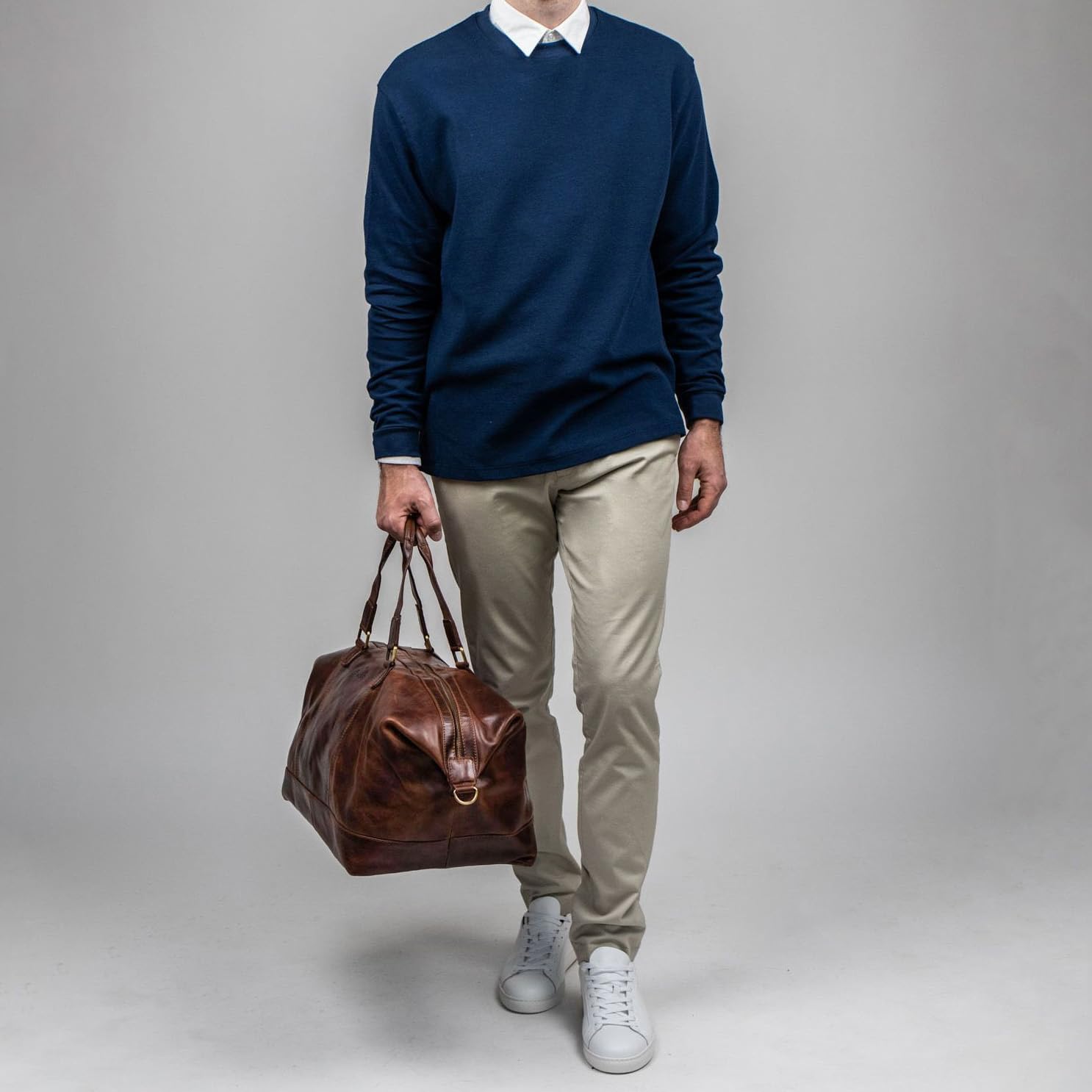 Detalle de SID & VAIN Travel Bag Holdall Yale Large Duffel: Real Leather Weekender for Any Adventure