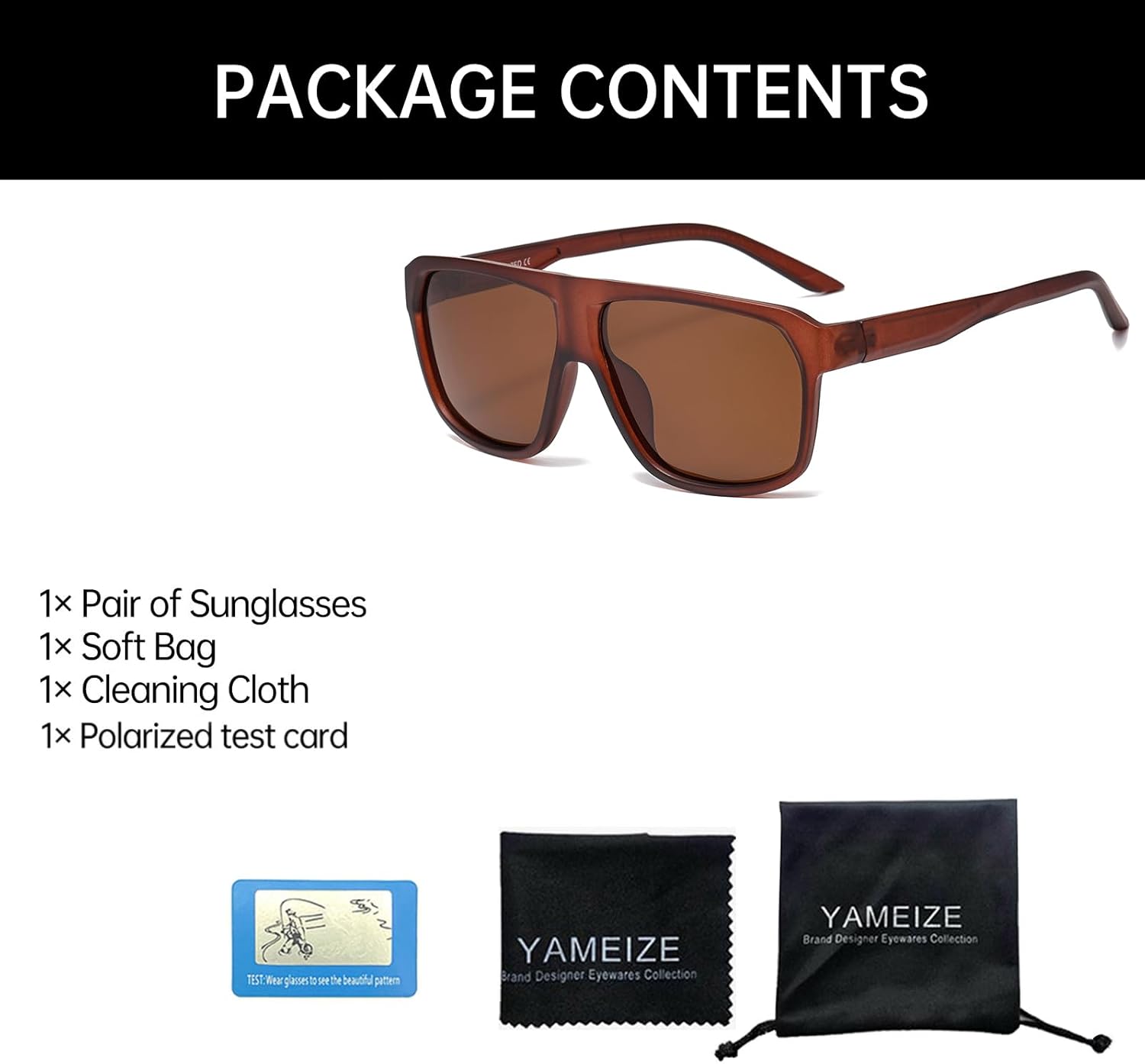 Detalle de YAMEIZE Polarised Sunglasses – Retro Pilot Square Shades for Men and Women