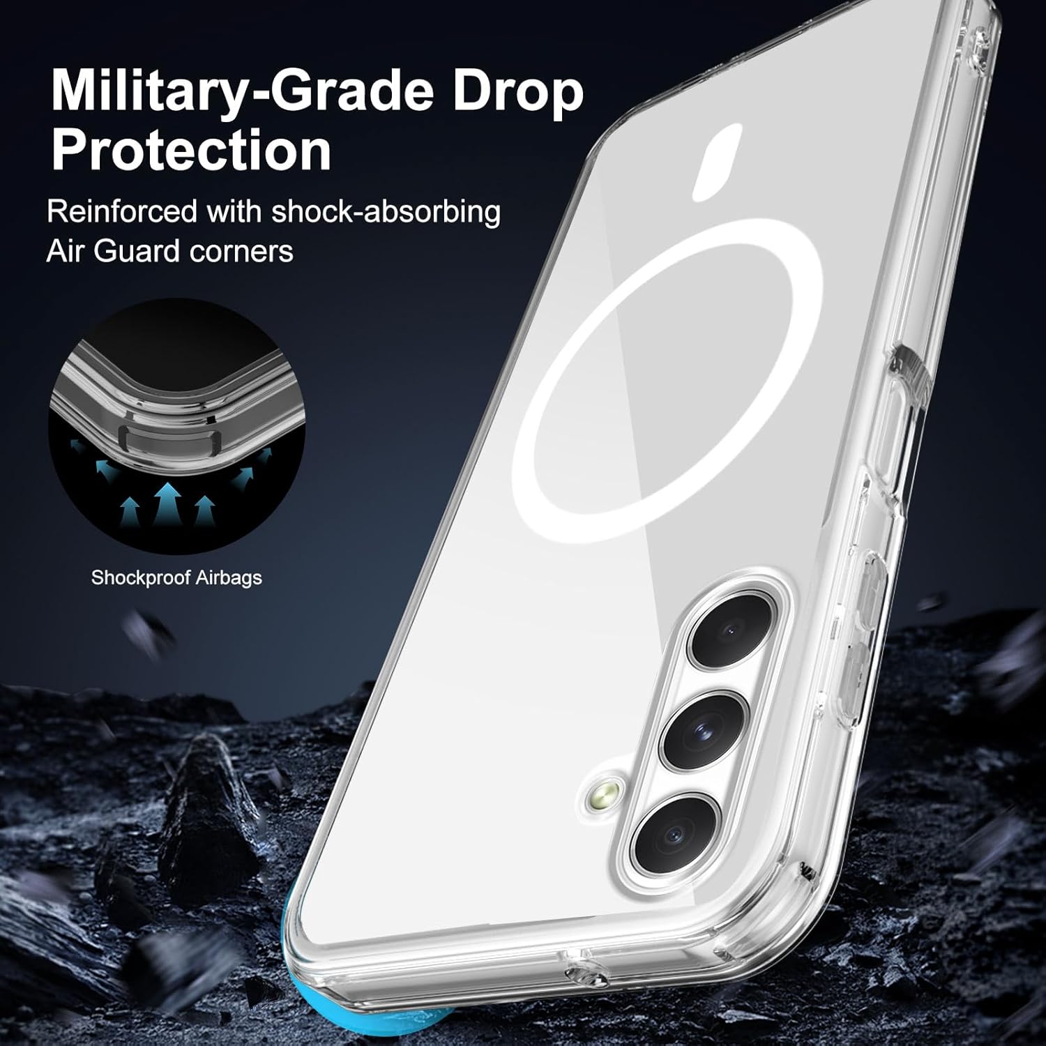 Thumbnail 3 de XTCASE Coque magnétique transparente pour Samsung Galaxy S25 FE 5G — Anti-jaunissement, TPU/PC avec MagSafe