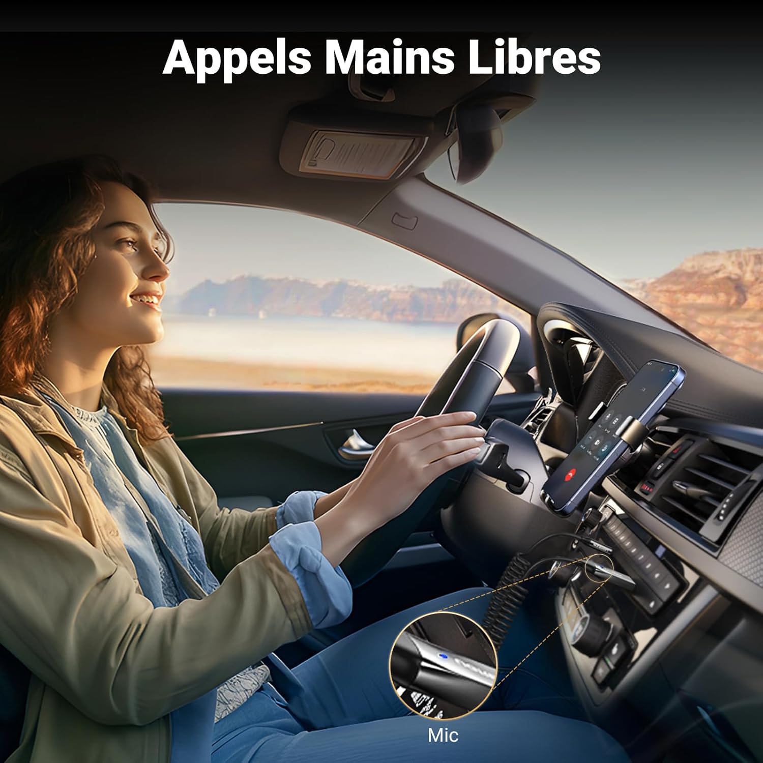 Thumbnail 4 de UGREEN Adaptateur Jack Bluetooth 6.0 pour voiture (récepteur Aux 3,5 mm + USB) avec appels mains libres, argenté