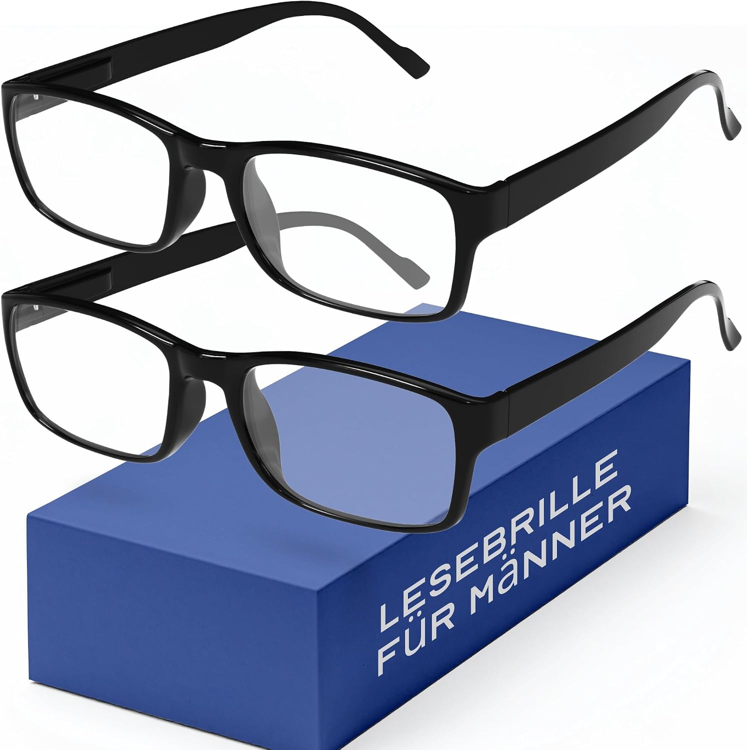 Detalle de Gaoye 2er-Pack Lesebrillen +1.5 – Blaulichtfilter, UV-Schutz | Rechteckige Fassungen