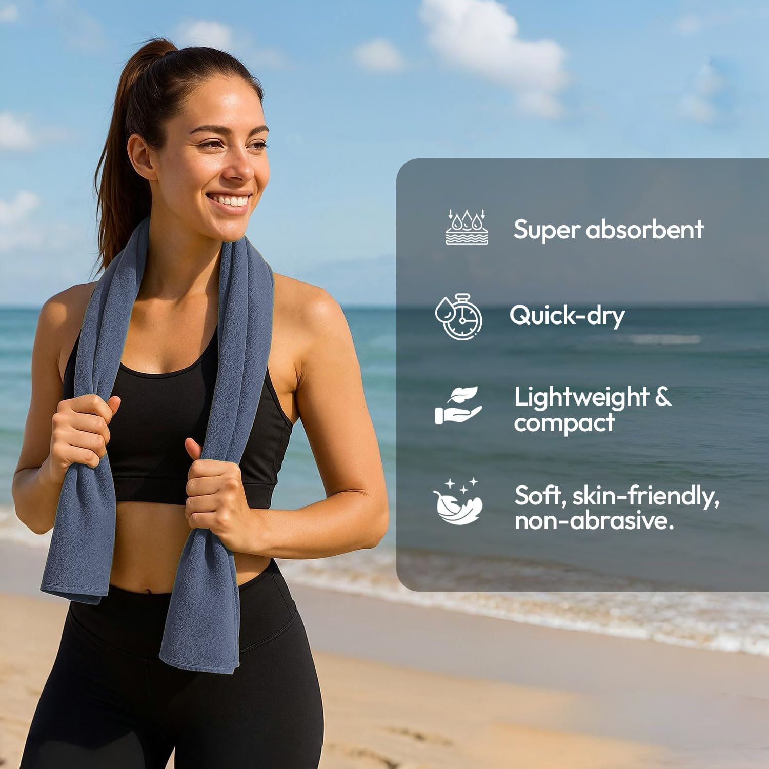 Thumbnail 3 de azark Microfibre Towel – Navy, Small: Quick Dry, Lightweight & Super Absorbent