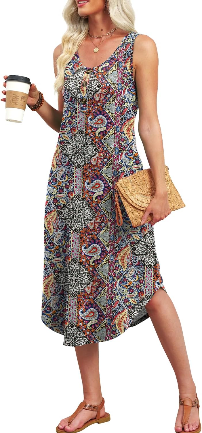 Thumbnail 2 de WIHOLL Summer Dress for Women – Sleeveless Midi with Front Buttons and Pockets
