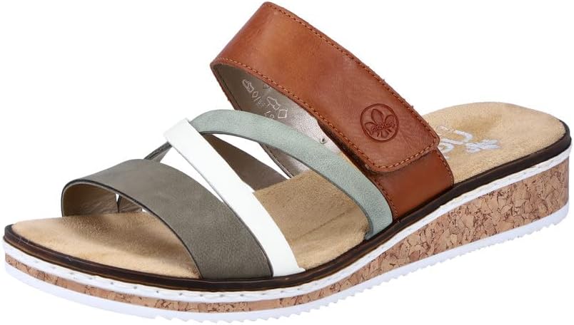 Detalle de Rieker Damen Pantoletten V3652 – Slipper mit weicher Decksohle und robuster, flexibler Passform