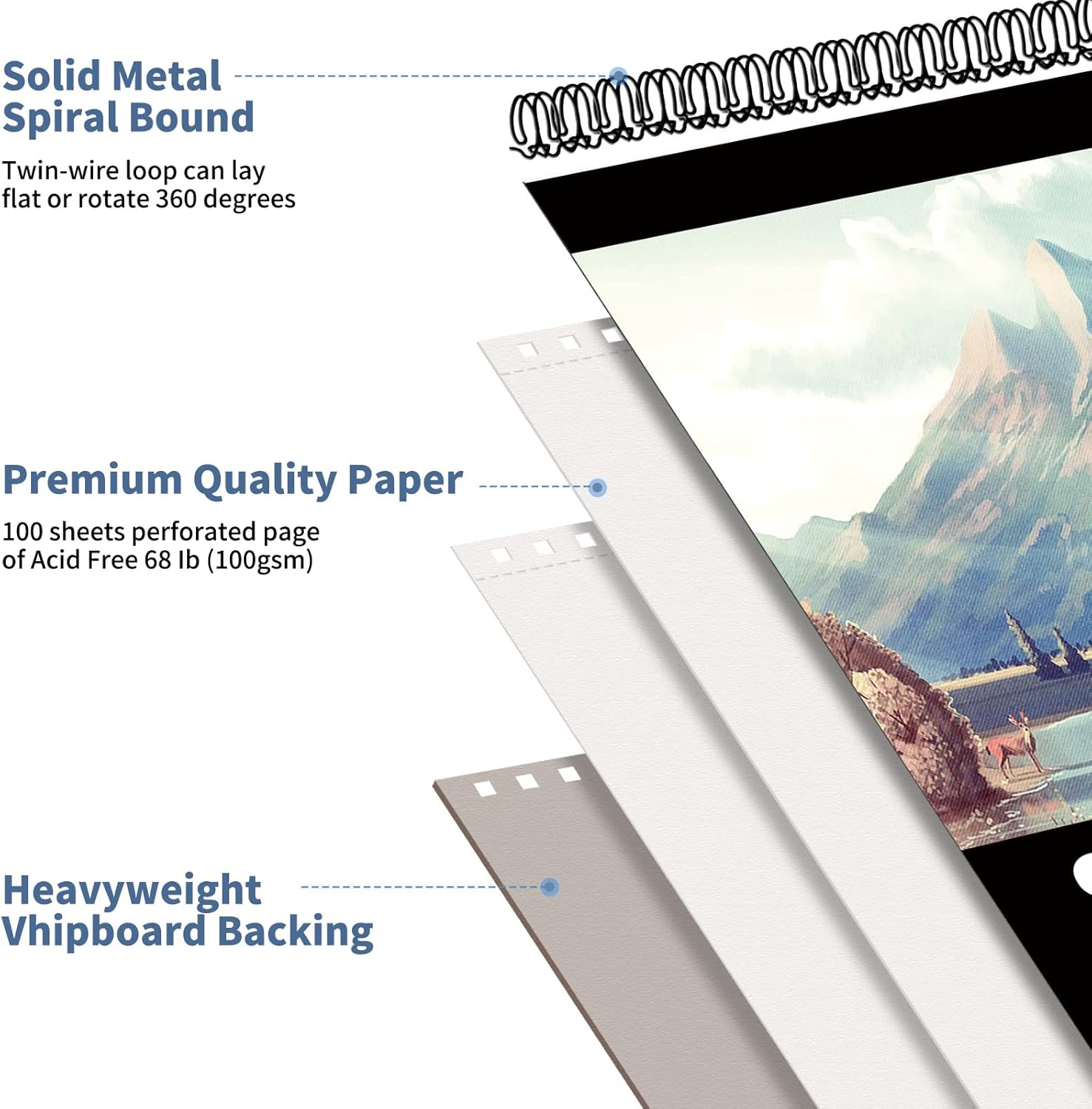 Thumbnail 2 de KINSPORY Album da Disegno A4 100 fogli, carta schizzo 🎨