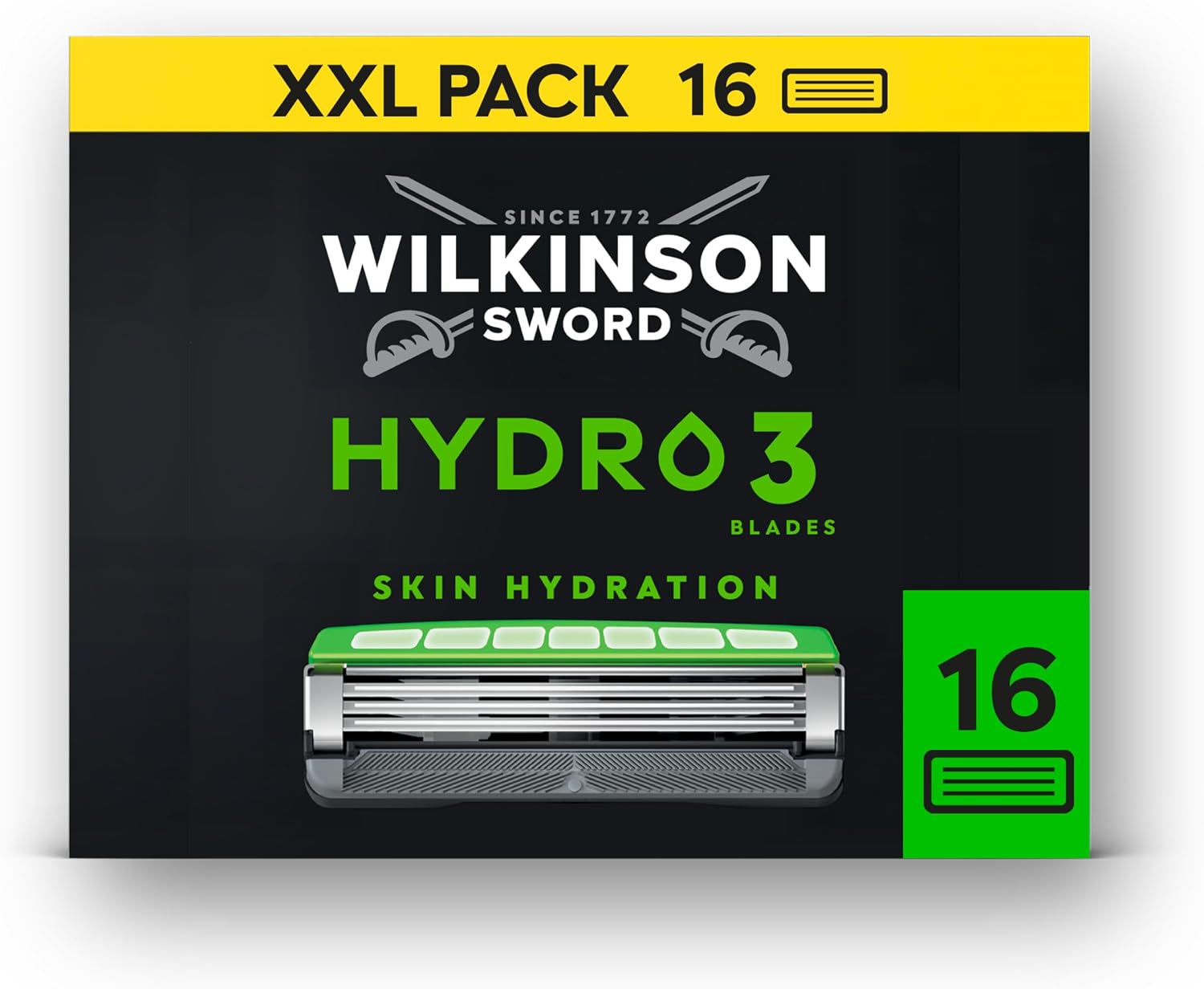 Wilkinson Sword Hydro 3 Razor Refills for Men – XXL 16-Refill Pack