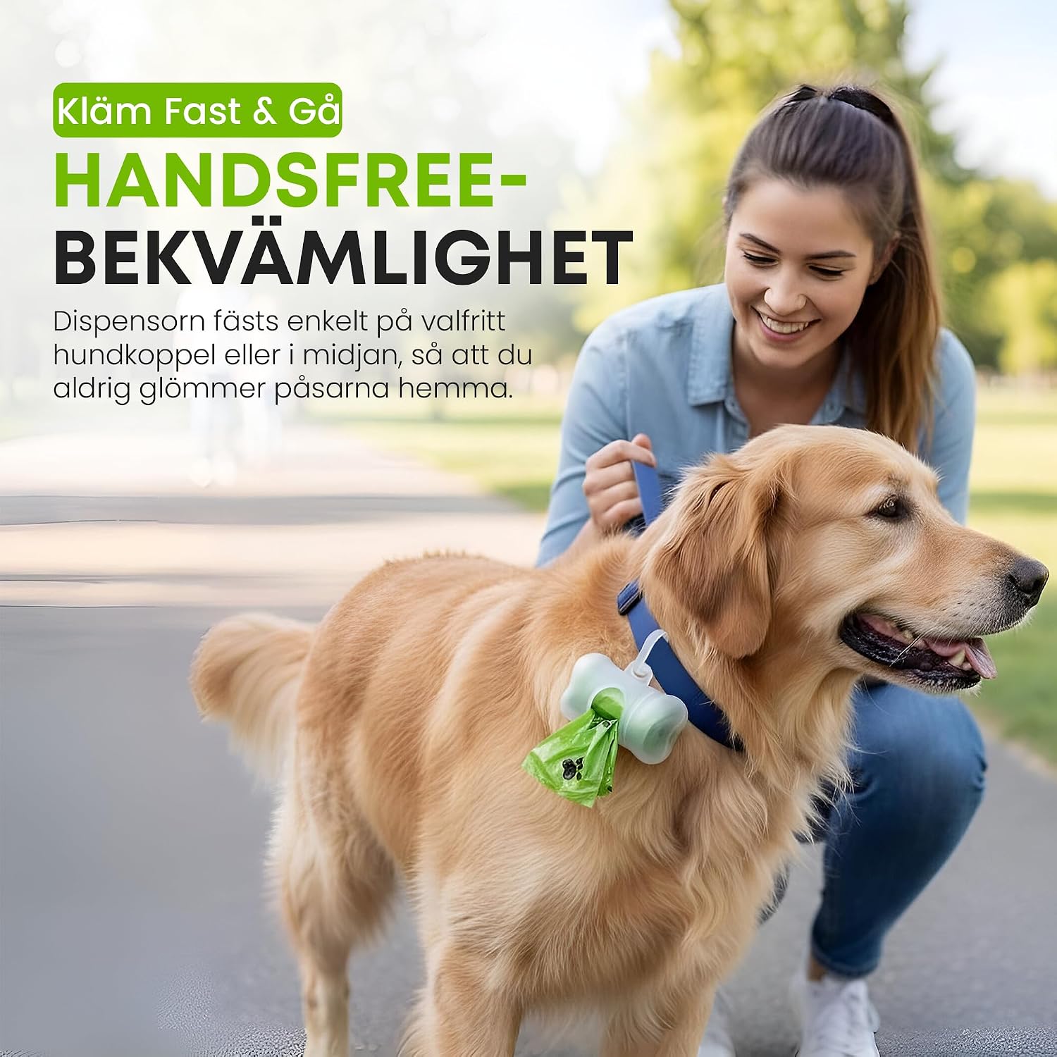 Detalle de all Pets United® biologiskt nedbrytbara hundpåsar, 750-pack med dispenser, 22 × 31 cm