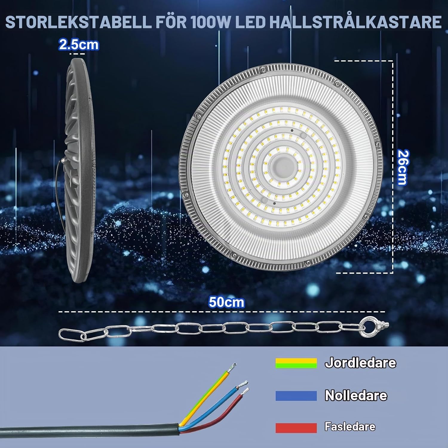 Detalle 2 de JBdusn HS6D-UFO LED-highbaylampor, 100 W, 6 500 K, IP65, 5-pack