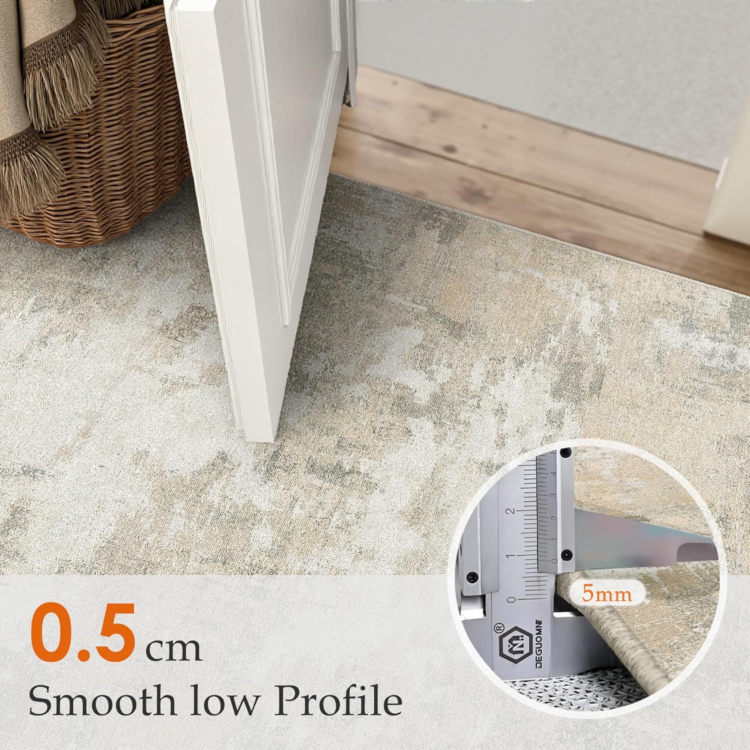 Thumbnail 2 de PureCozy Modern Abstract Area Rug 200x300cm (Non-Slip, Washable) – Beige short pile