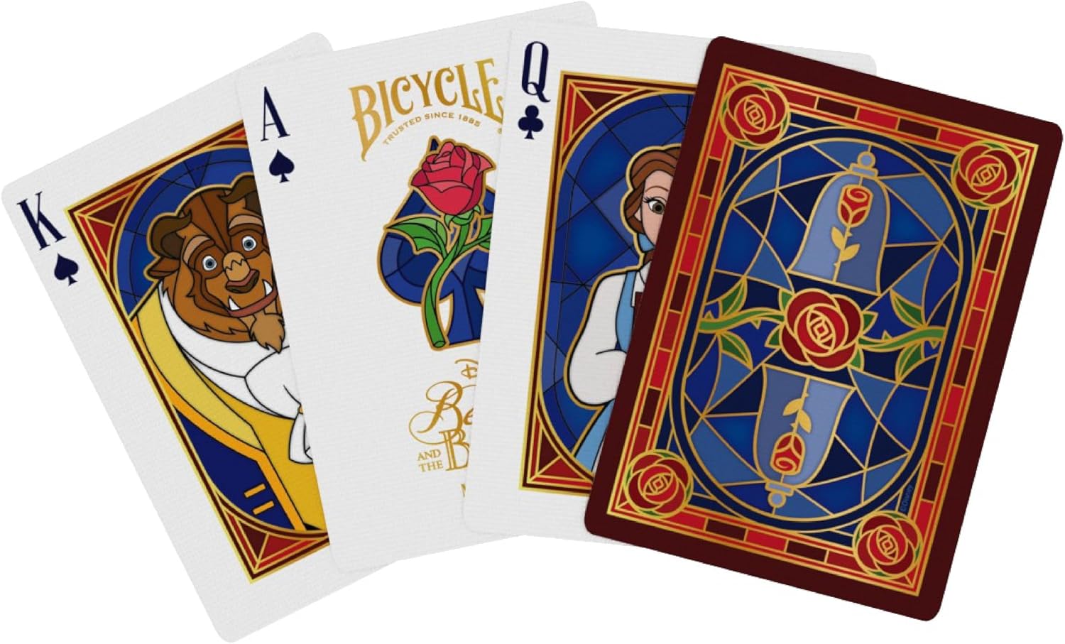 Detalle 1 de Bicycle Disney Belle en het Beest-speelkaarten met handgetekende illustraties