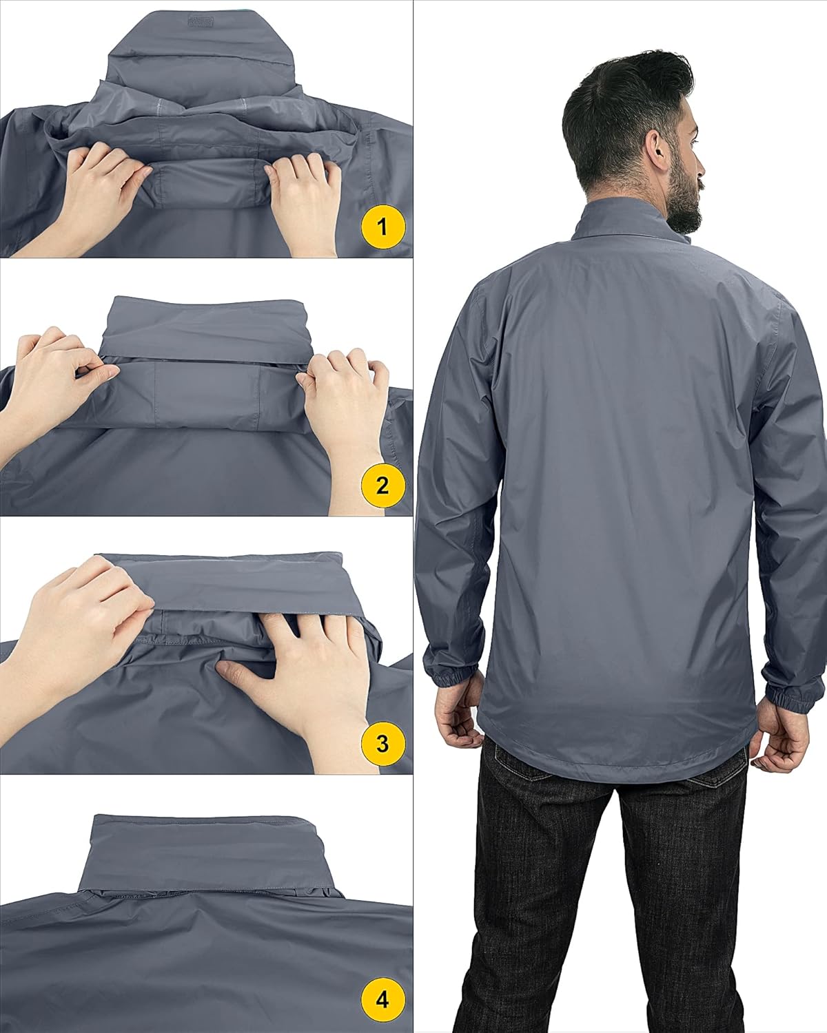 Thumbnail 1 de 33,000ft Men's Lightweight Waterproof Outdoor Jacket with Packaway Hood