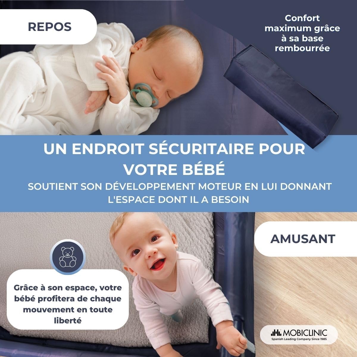 Thumbnail 2 de Mobiclinic Lit Parapluie Bebe 2 en 1, Pliage Ultra-Compact — Lit de voyage et Parc pour bébé