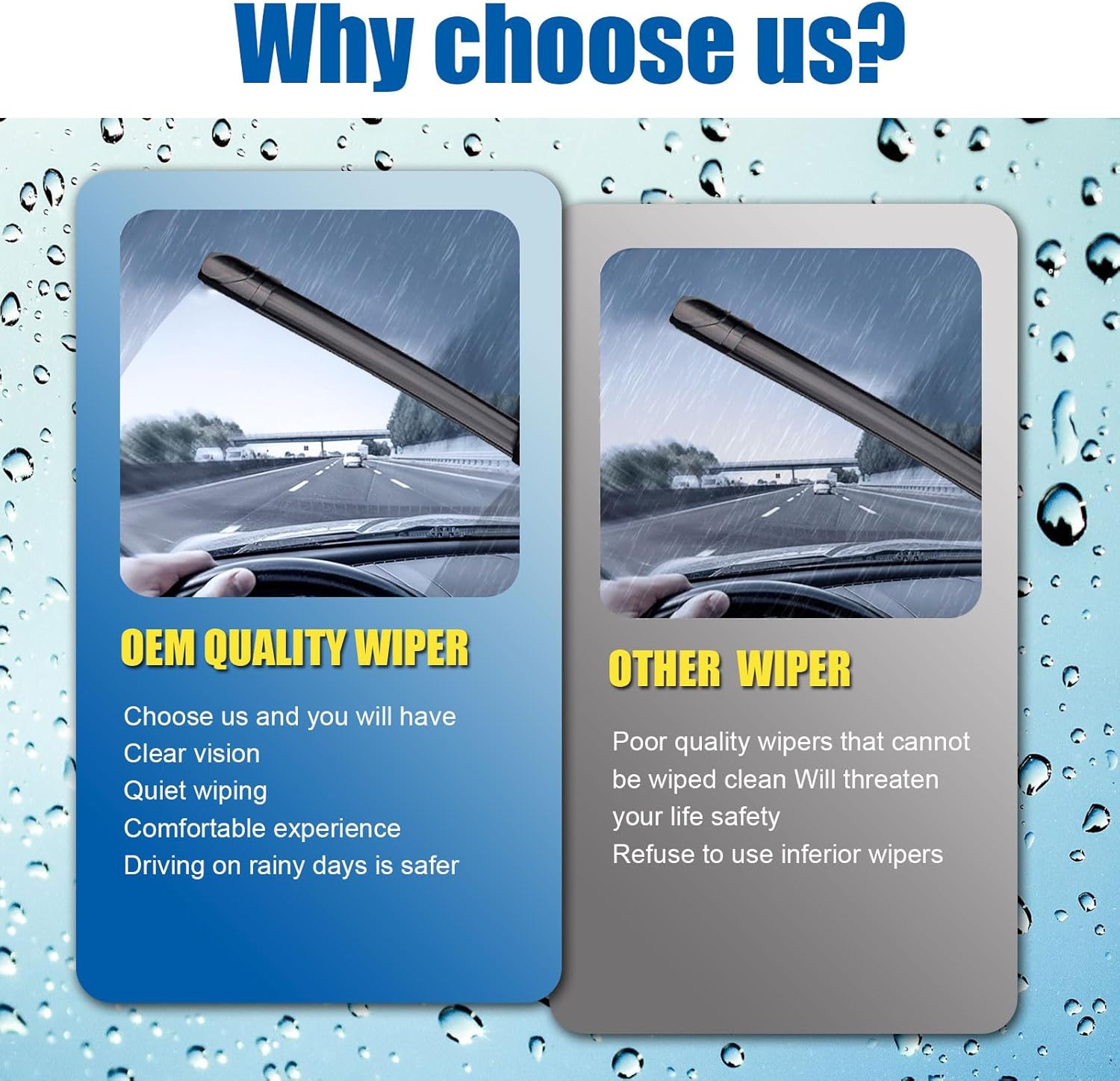 Thumbnail 2 de HRSNO 26" + 16" Windshield Wipers with 10" Rear Wiper Blade Set (Pack of 3)