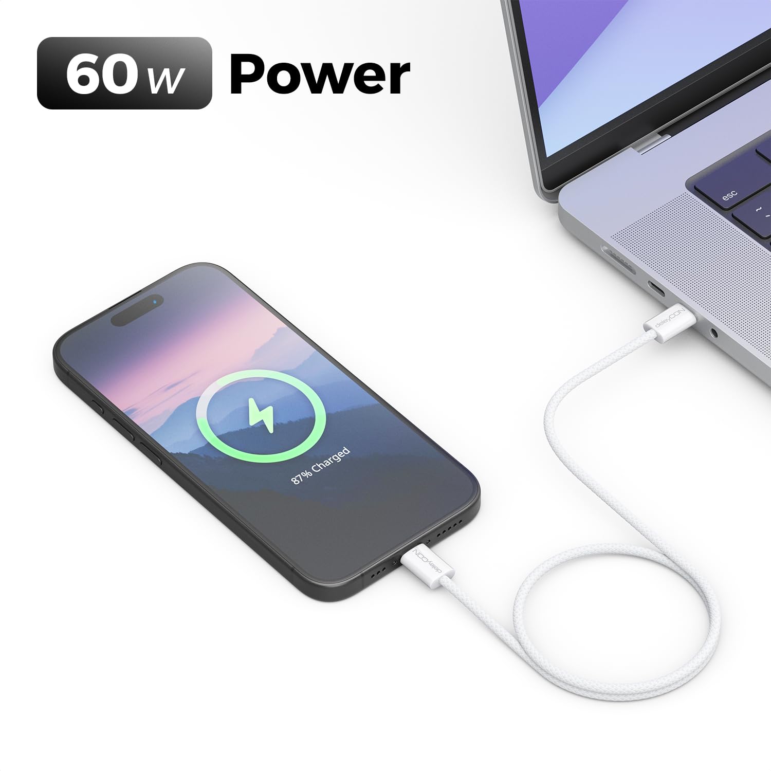 Detalle de deleyCON USB-C Kabel PD 60W 0,5 m – 2er-Pack, USB-C zu USB-C