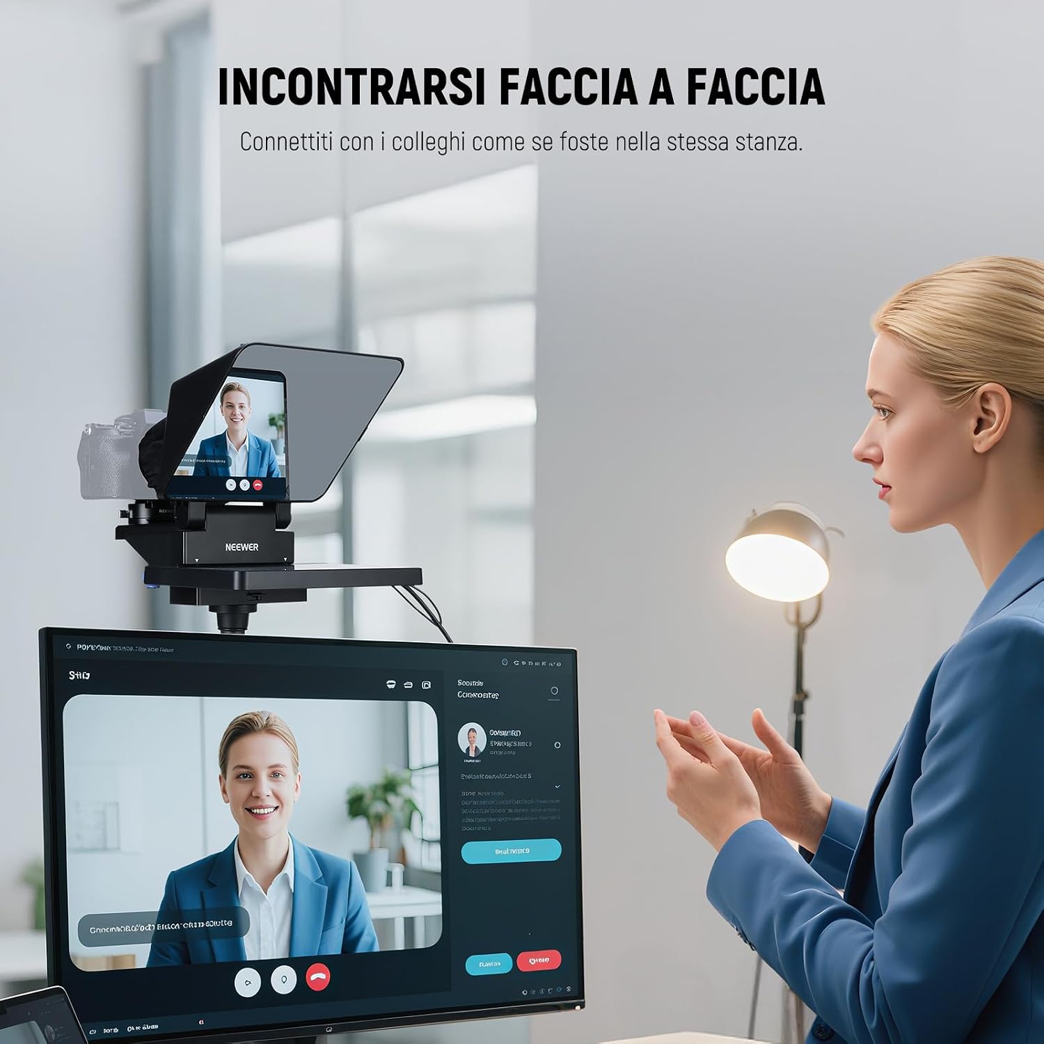 Detalle de NEEWER Teleprompter 2in1 11" con Monitor: promo-friendly companion per YouTube, Streaming e videoconferenze