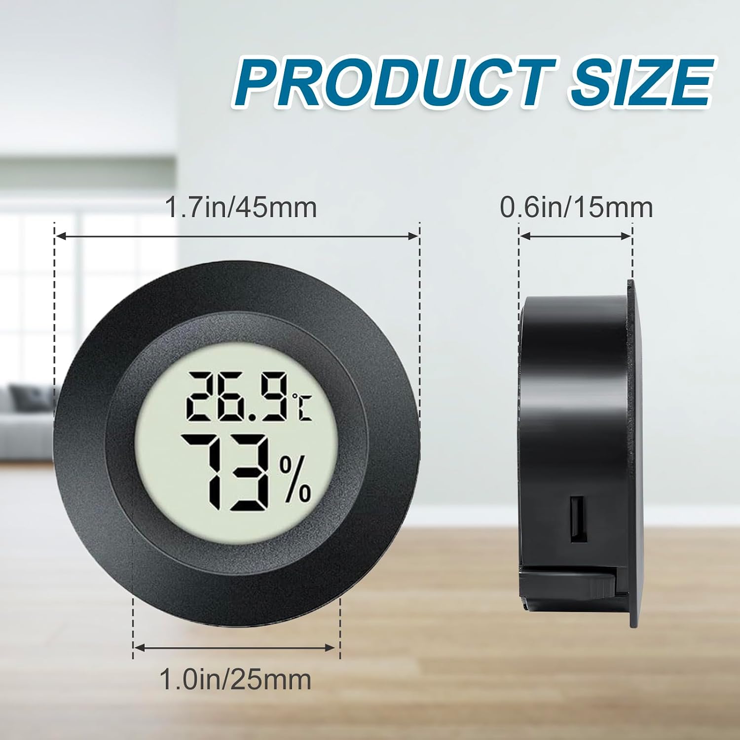 Detalle de JEDEW Digital Hygrometer Thermometer (Innen/Außen) – 4er-Set mit °F/°C, Messgenauigkeit ±1°F und ±5% rF