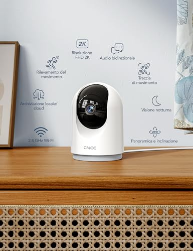 Thumbnail 1 de GNCC 2K 3MP Telecamera Wi-Fi Interno Pack da 2 — visione notturna, copertura 360°