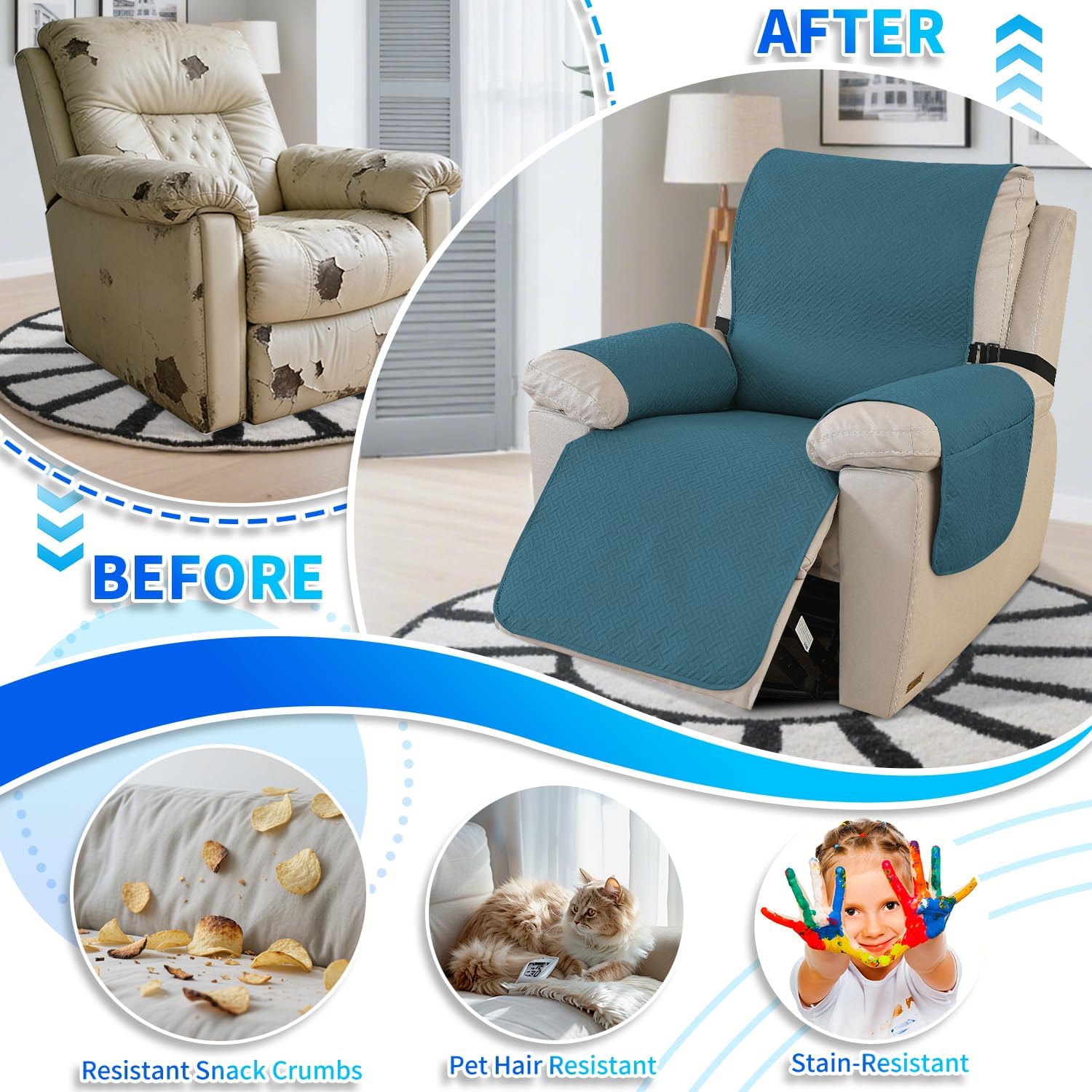 Thumbnail 6 de CYCMACO Copripoltrona Grande 1 Posto Relax Reclinabile: impermeabile, con tasche e base antiscivolo