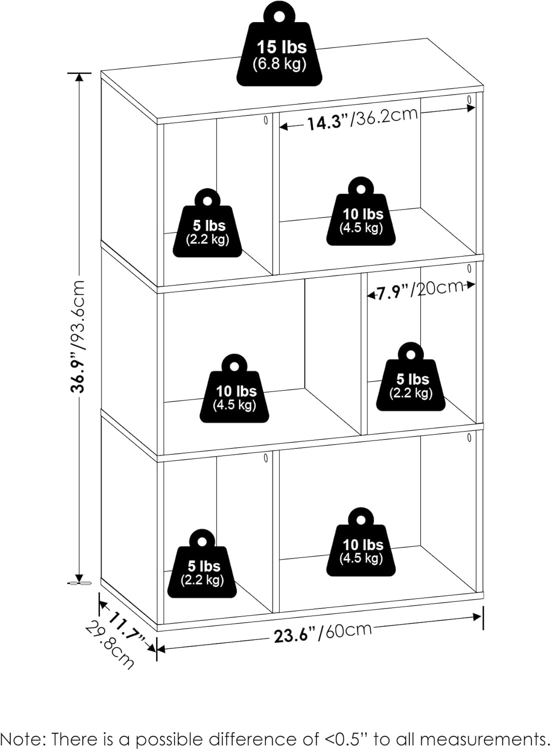 Thumbnail 2 de Furinno DALY Libreria 6 Cubi: organizer a cubi irregolari in bianco, ideale per soggiorno e ufficio