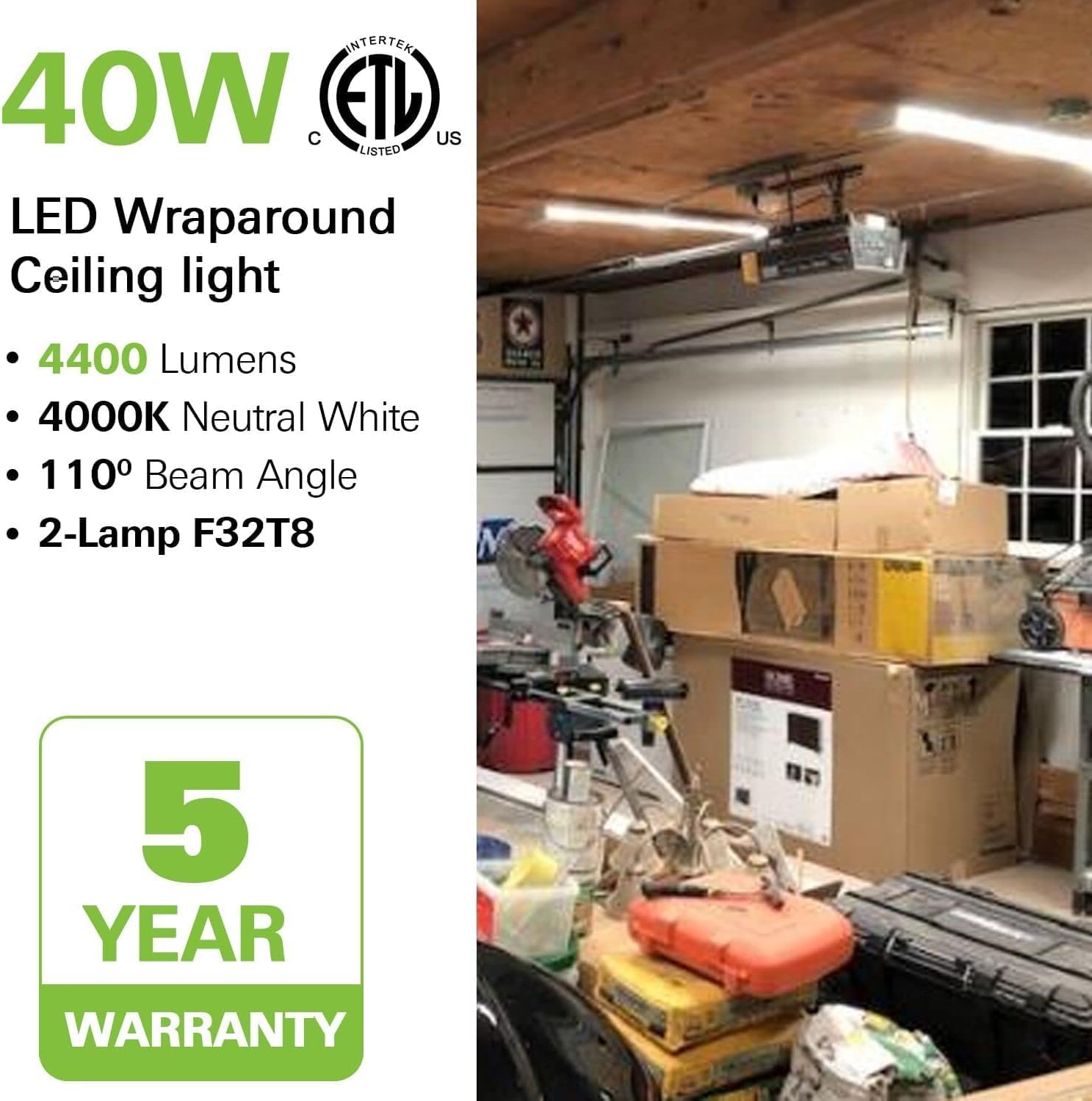 Thumbnail 1 de hykolity 4-Pack 4FT LED Wraparound Lights, 40W, 4,400 Lumens, 4000K