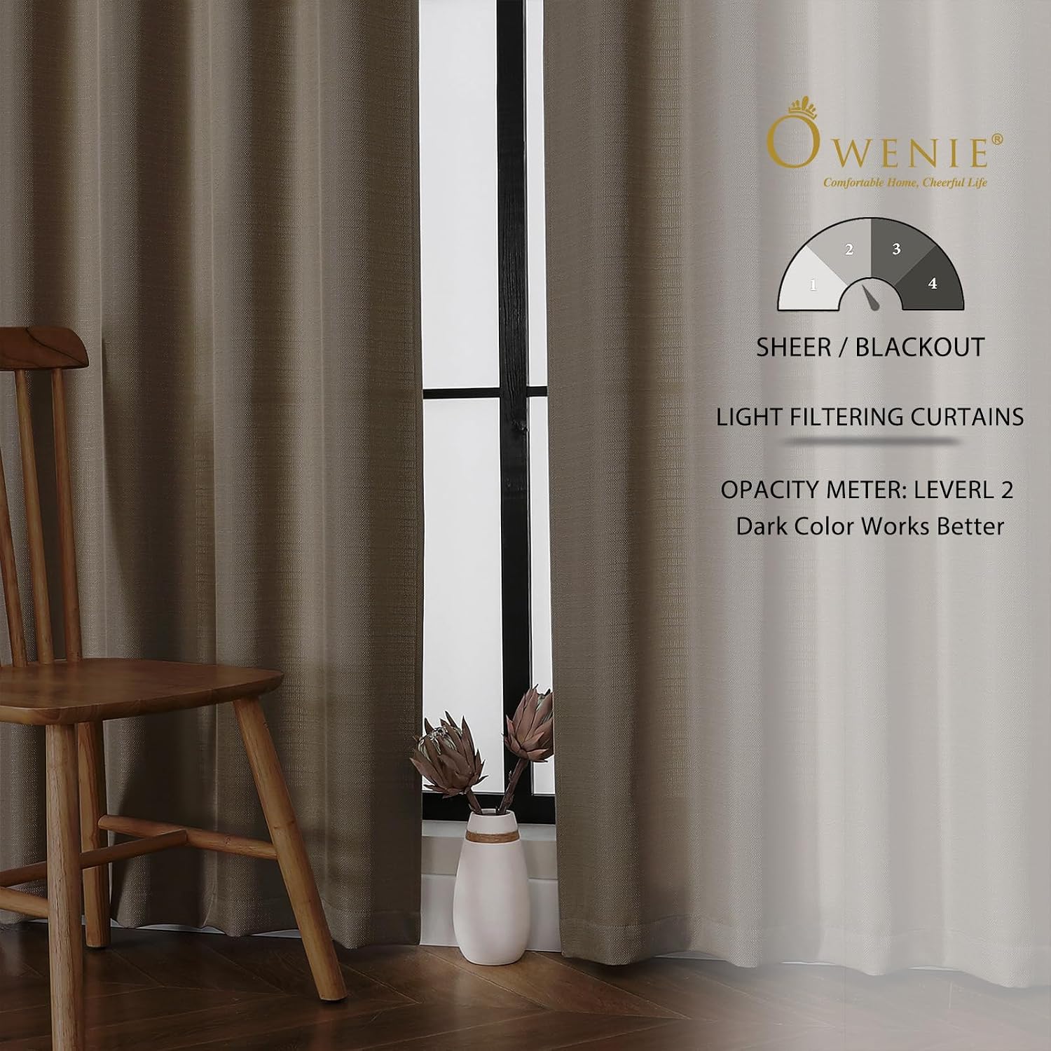 Thumbnail 2 de OWENIE Light-Filtering Curtains, 84-Inch