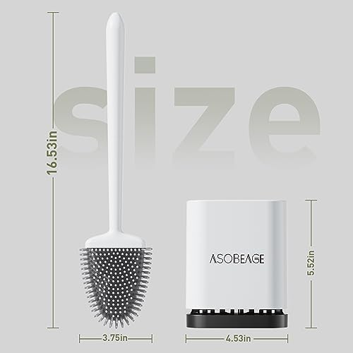 Detalle de ASOBEAGE Silicone Toilet Brush with Flexible Head and Wall Mount – White