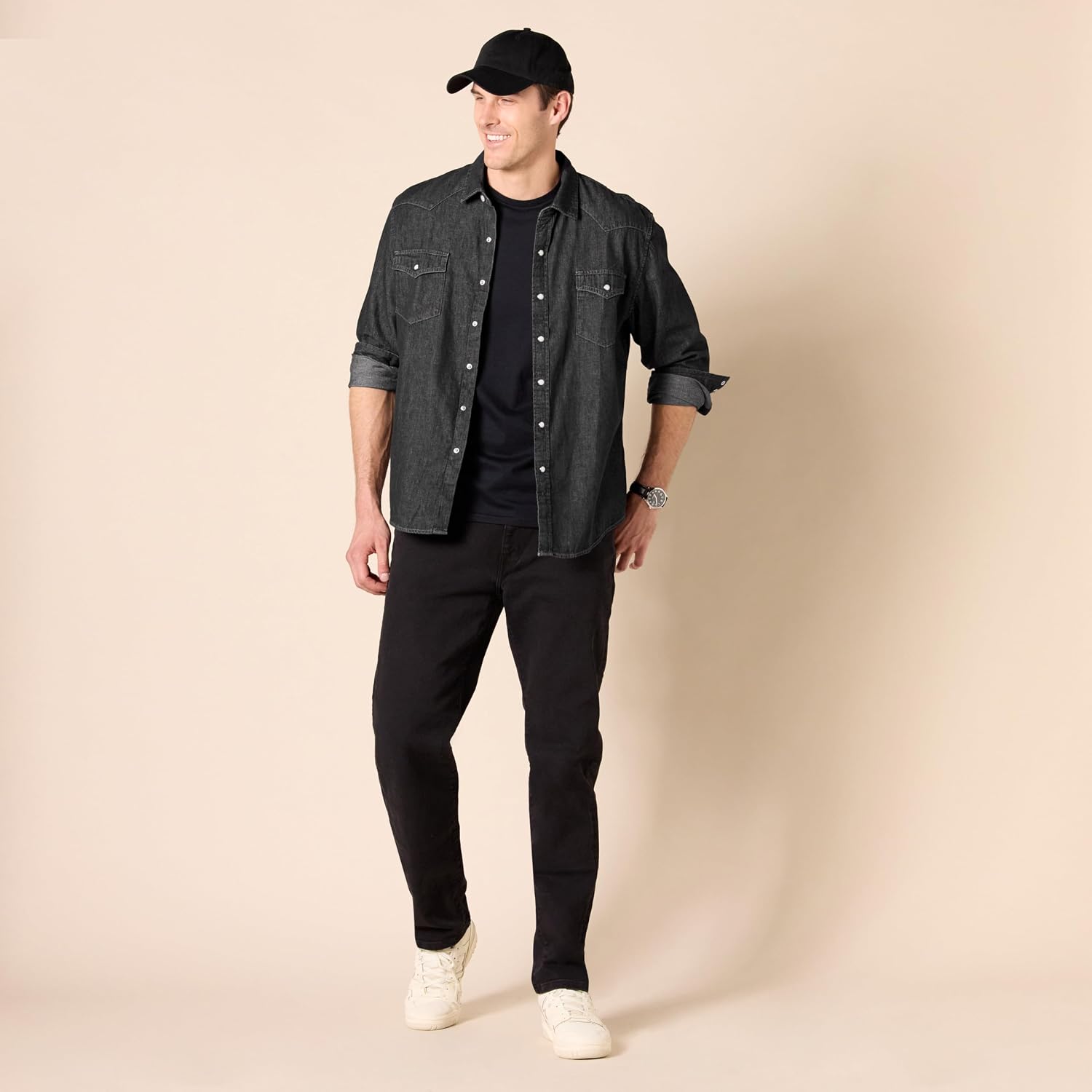 Thumbnail 6 de Amazon Essentials Herren Jeanshemd mit Stehkragen (normale Passform) – langarm
