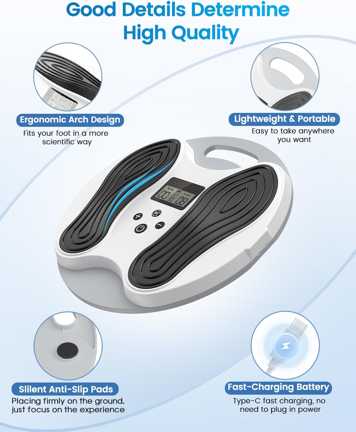 Detalle de EMS Foot Massager for Neuropathy: NMES Foot Stimulator with 4 TENS Pads