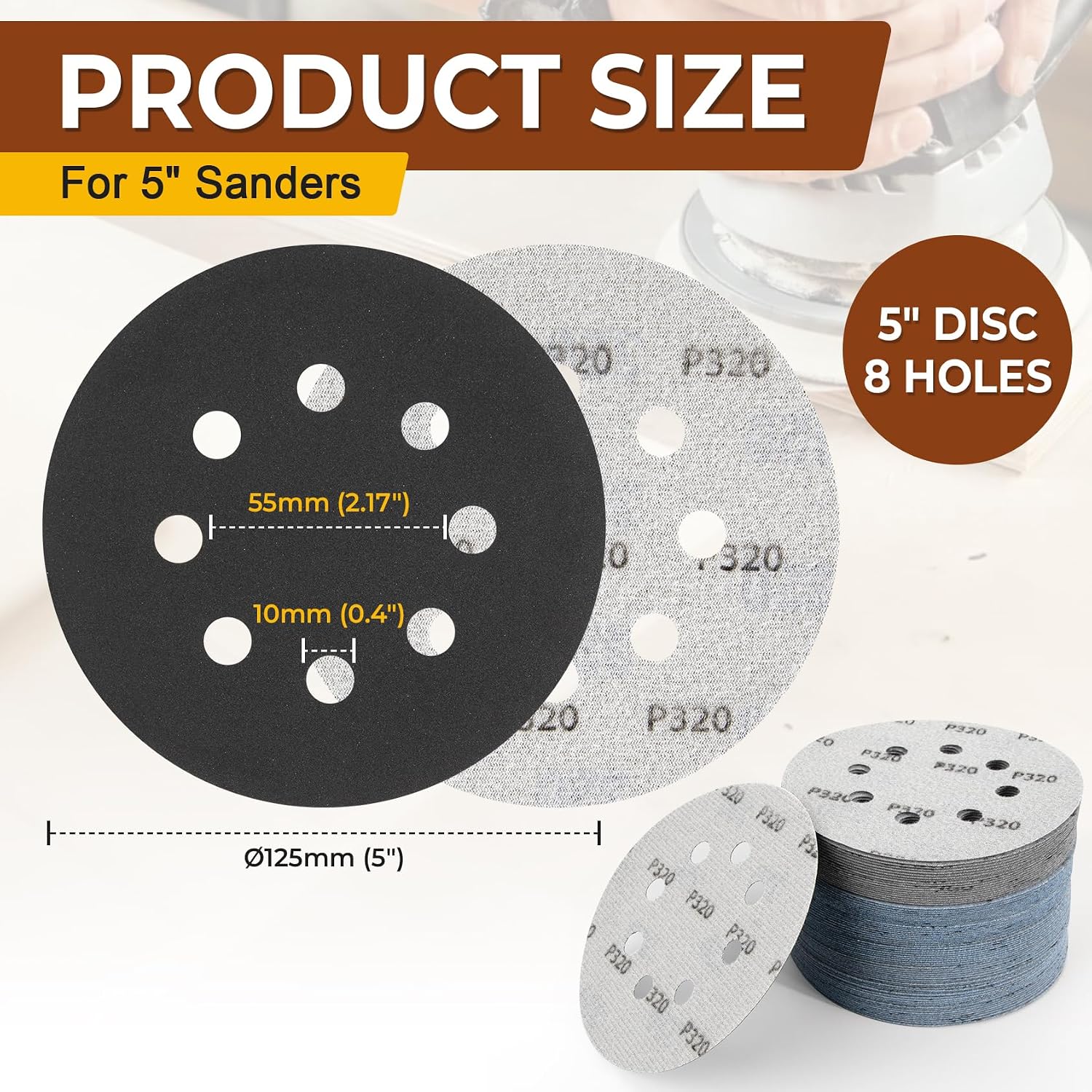 Detalle 2 de Viaky 125mm Sanding Discs 80pcs 8‑Hole