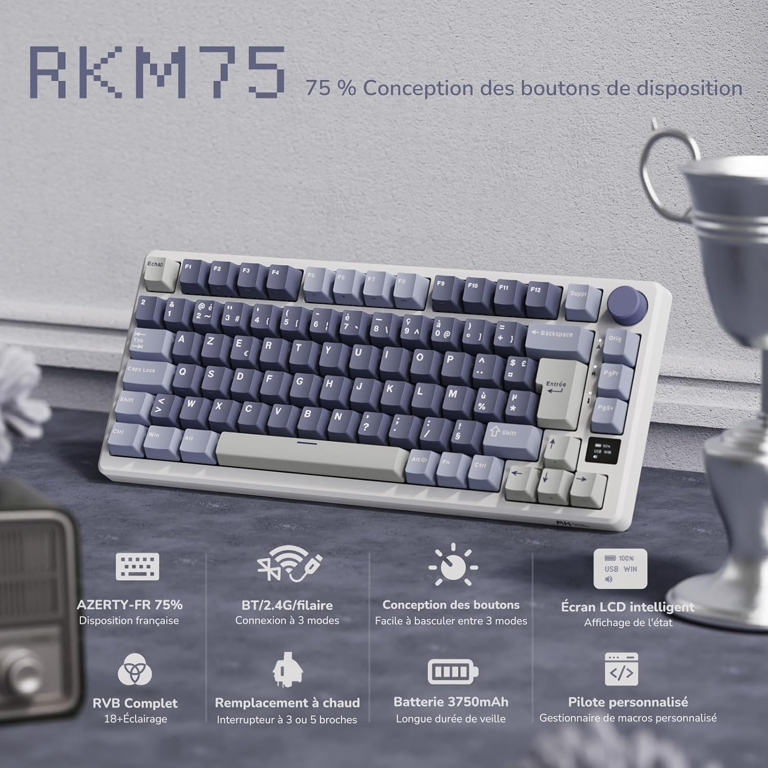 Thumbnail 1 de RK ROYAL KLUDGE M75 Clavier mécanique 75% ⌨