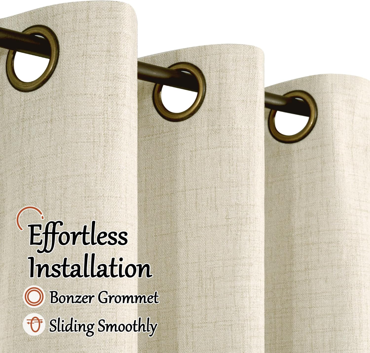 Thumbnail 4 de Lajode Blackout Curtains for Bedroom – Linen Look, 84-Inch, 2 Panels (52" W x 84" L), Natural Cream