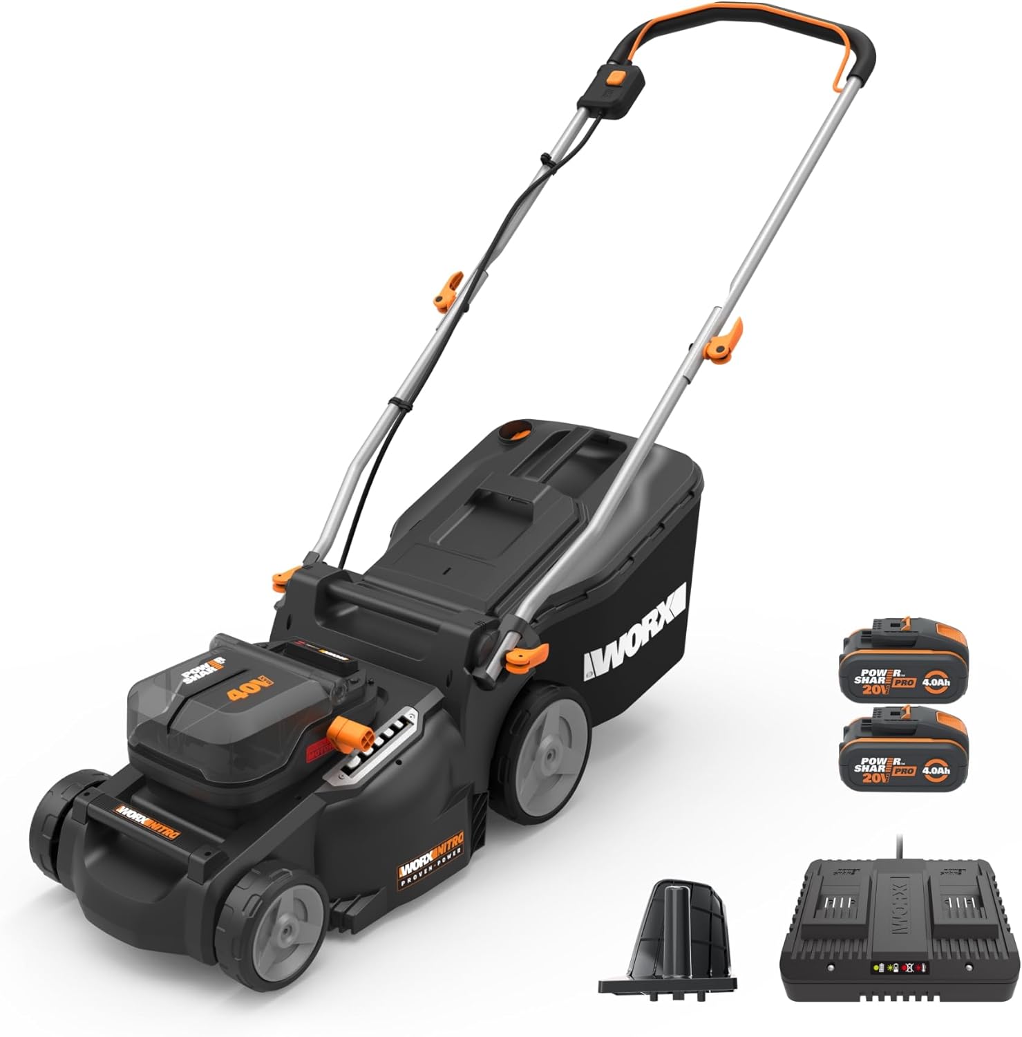 Detalle de WORX WG737E Nitro Akku-Rasenmäher 40V(2x20V) – leistungsstarker, bürstenloser Motor
