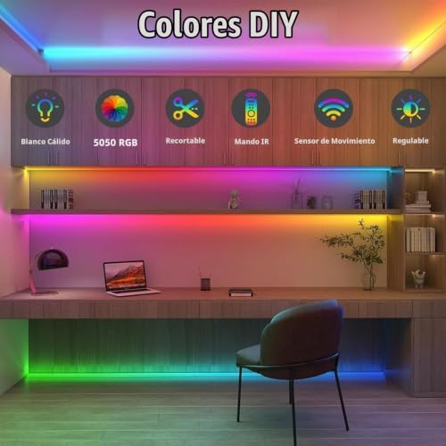 Detalle de FUPT Tira LED TV 3m RGB con pilas y control remoto | luz ambiental para cine en casa, cocina y dormitorio