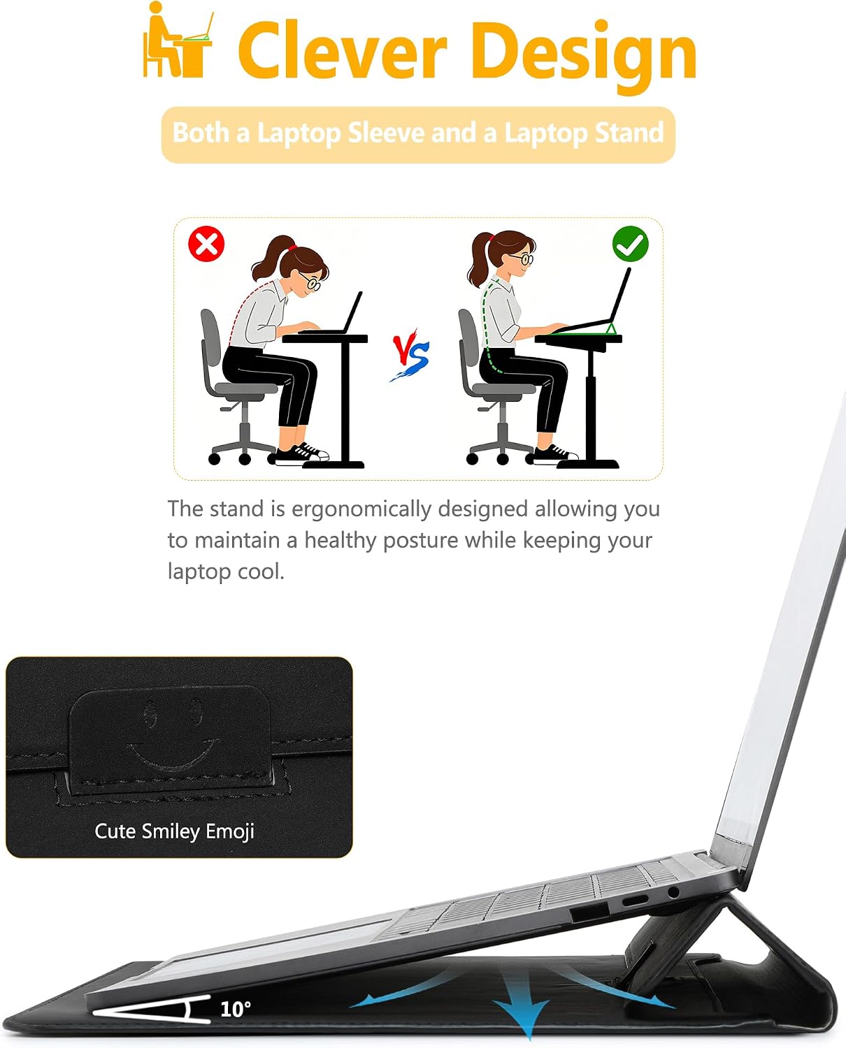 Thumbnail 1 de HYZUO 13.3-14 Inch Laptop Sleeve Case with Stand - Versatile, Slim Protection for MacBook Pro 14 and More