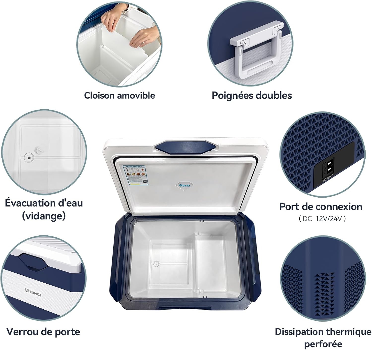 Detalle de BINGI Frigorifero Portatile 42L con compressore