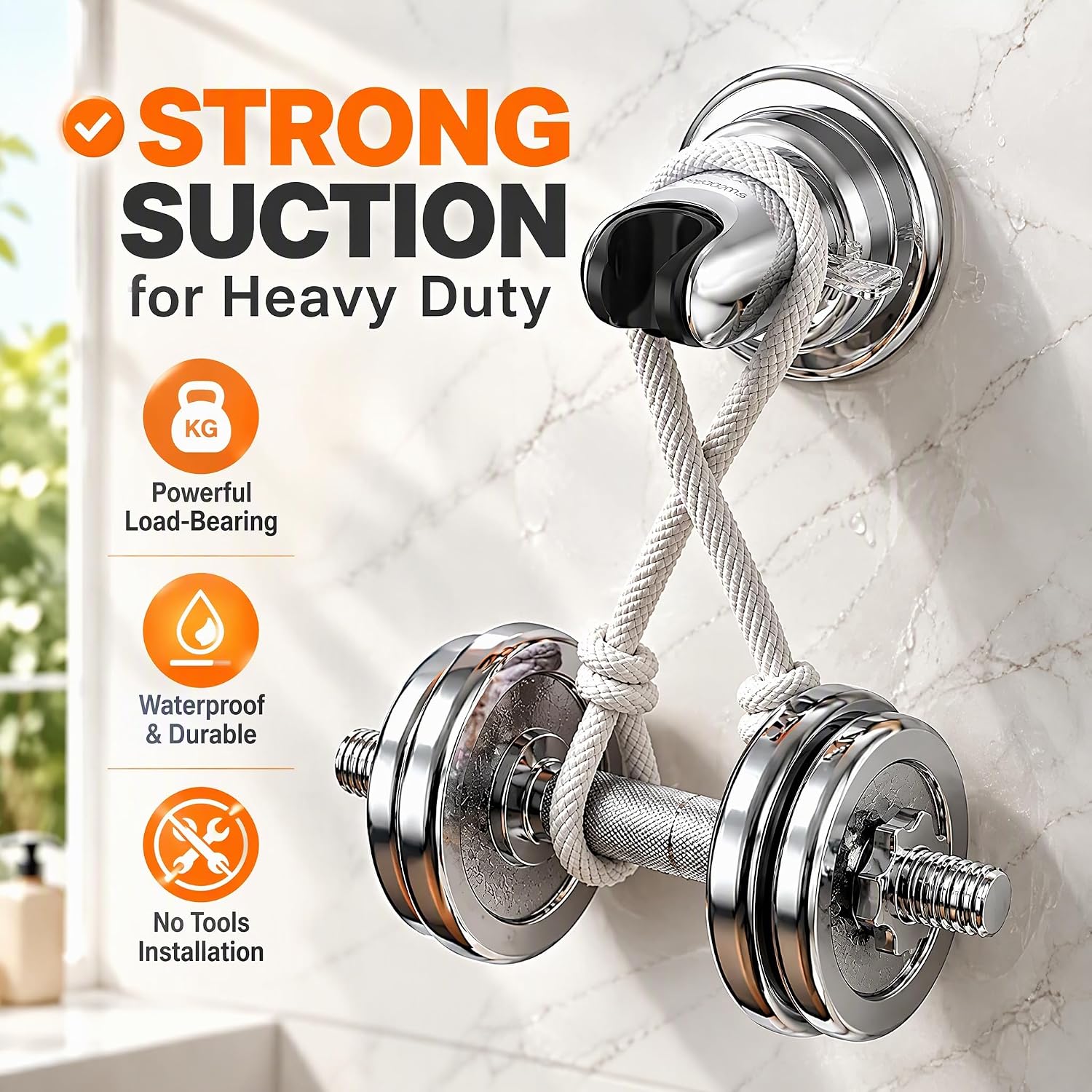 Detalle 2 de Sunschois Chrome Adjustable Suction-Cup Handheld Shower Head Holder