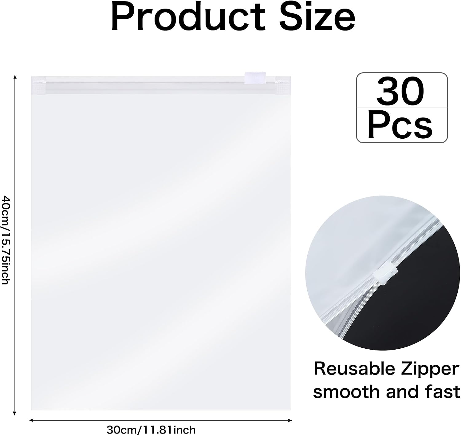 Thumbnail 1 de 30Pcs Large ZipLock Bags for Clothes, 40x30cm – Reusable Waterproof Hospital Bag Organisers