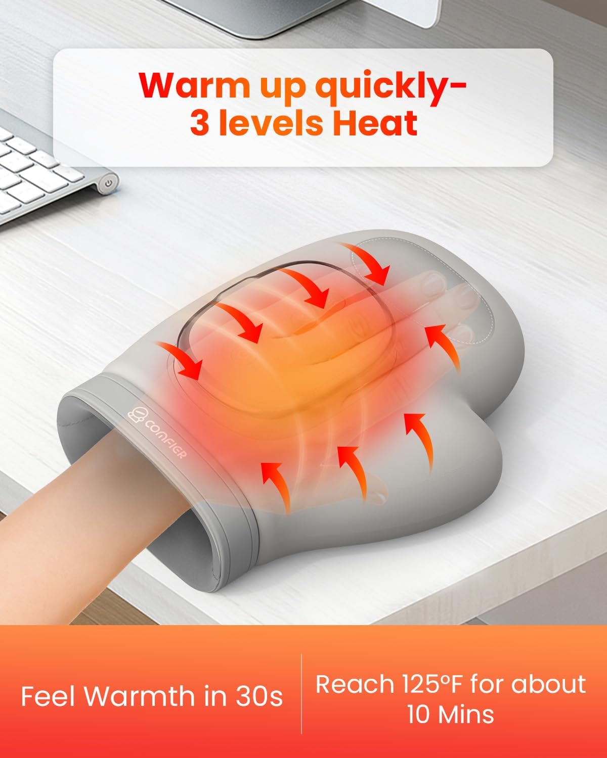 Detalle de COMFIER Massaggiatore Mani Wireless: calore, compressione e portabilità per mani e polsi