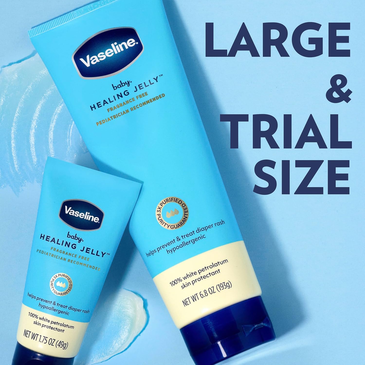 Detalle 2 de Vaseline Baby Healing Jelly, 6.8 oz, 3-Count, Fragrance-Free Tube